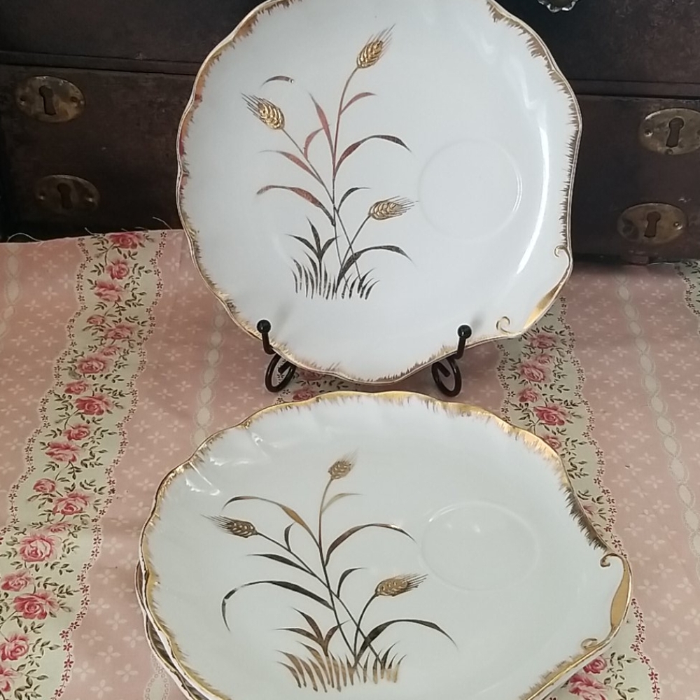Vtg Napco Handpainted Snack Plate Set of 3